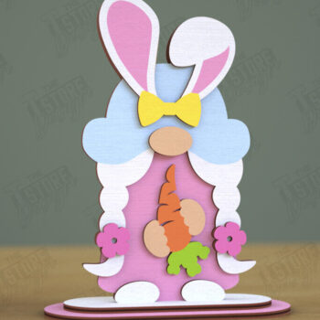 Intra απο ξύλο plywood  Χρώμα wenge 3mm-4mm πάχος - Gnome Bunny Πάσχα | Πασχαλινό λαγουδάκι | CNC Δίασταση 15x15 cm INTRAFABR-119418335 - Image 1