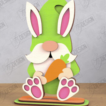 Intra απο ξύλο plywood  Χρώμα wenge 3mm-4mm πάχος - Gnome Bunny Πάσχα | Διακόσμηση σπιτιού | CNC Δίασταση 15x15 cm INTRAFABR-95593830 - Image 1