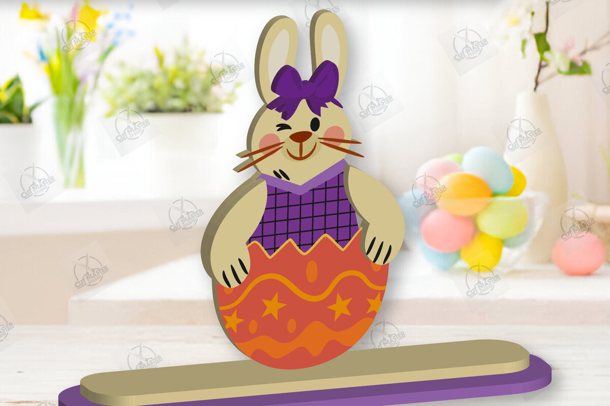 Intra απο ξύλο plywood  Χρώμα wenge 3mm-4mm πάχος - Gnome Bunny Πασχαλινό Δίασταση 15x15 cm INTRAFABR-95593945