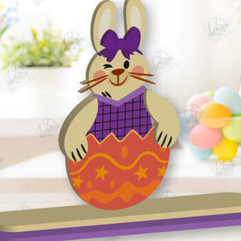 Intra απο ξύλο plywood  Χρώμα wenge 3mm-4mm πάχος - Gnome Bunny Πασχαλινό Δίασταση 15x15 cm INTRAFABR-95593945 - Image 2