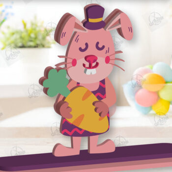 Intra απο ξύλο plywood  Χρώμα wenge 3mm-4mm πάχος - Gnome Bunny Πασχαλινό Δίασταση 15x15 cm INTRAFABR-95593428 - Image 1