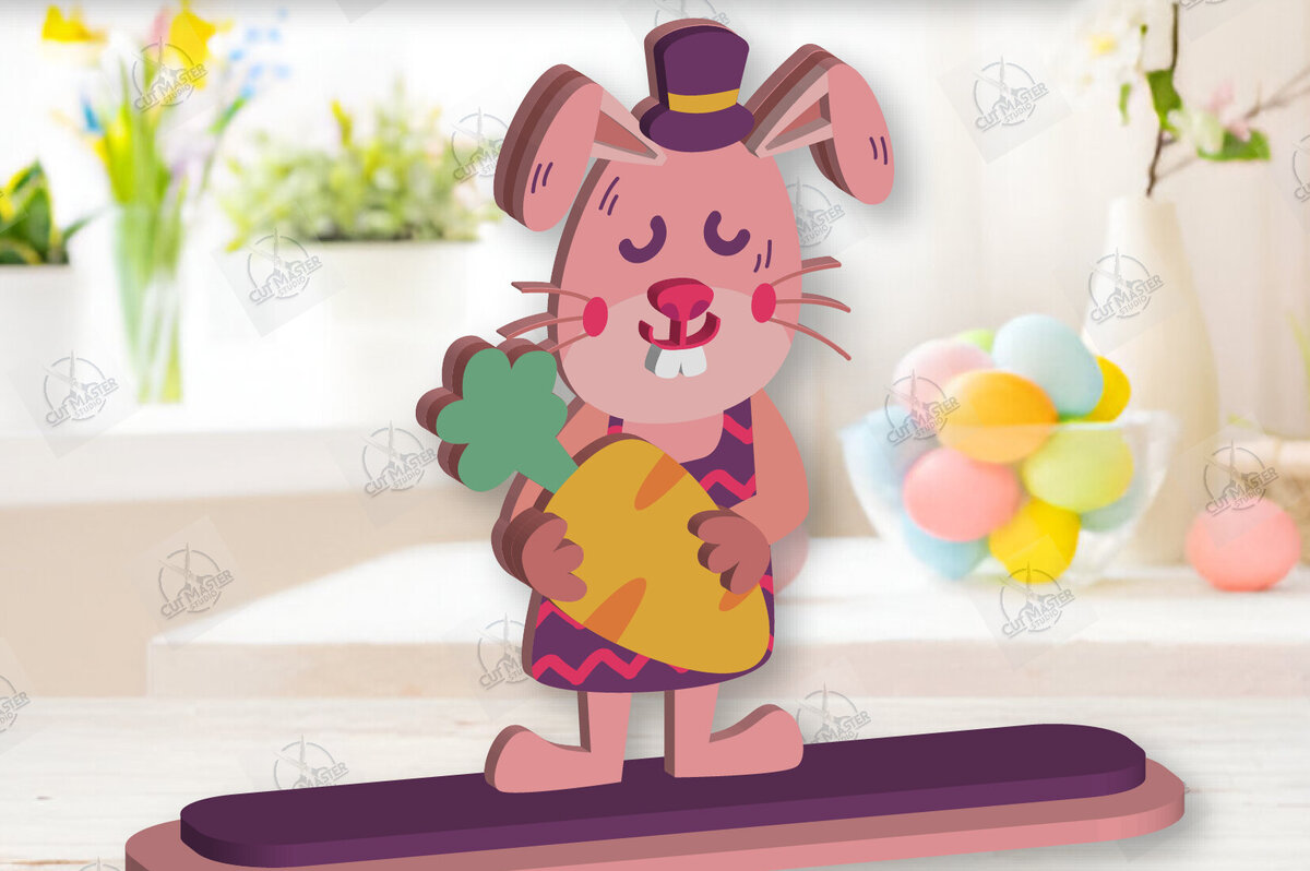 Intra απο ξύλο plywood  Χρώμα wenge 3mm-4mm πάχος - Gnome Bunny Πασχαλινό Δίασταση 15x15 cm INTRAFABR-95593428