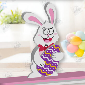 Intra απο ξύλο plywood  Χρώμα wenge 3mm-4mm πάχος - Gnome Bunny Πασχαλινό Δίασταση 15x15 cm INTRAFABR-95593475 - Image 1