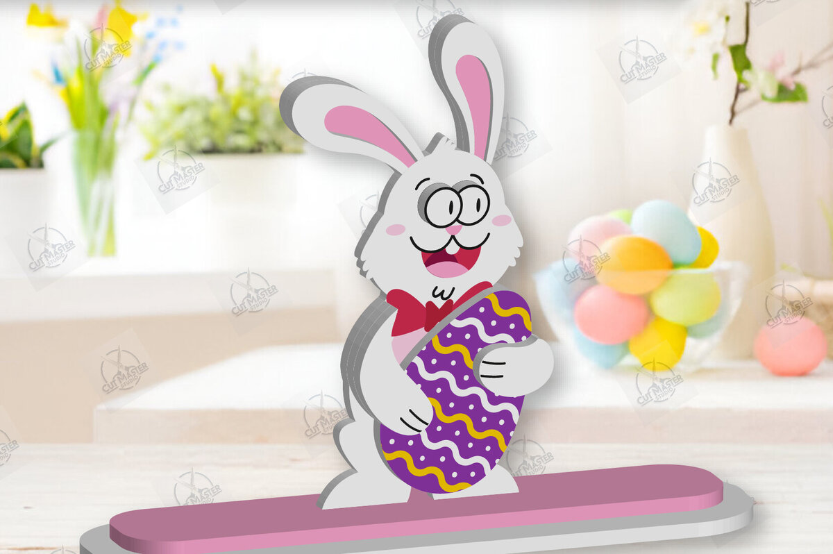 Intra απο ξύλο plywood  Χρώμα wenge 3mm-4mm πάχος - Gnome Bunny Πασχαλινό Δίασταση 15x15 cm INTRAFABR-95593475