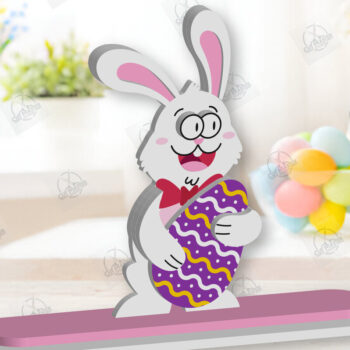 Intra απο ξύλο plywood  Χρώμα wenge 3mm-4mm πάχος - Gnome Bunny Πασχαλινό Δίασταση 15x15 cm INTRAFABR-95593475 - Image 2