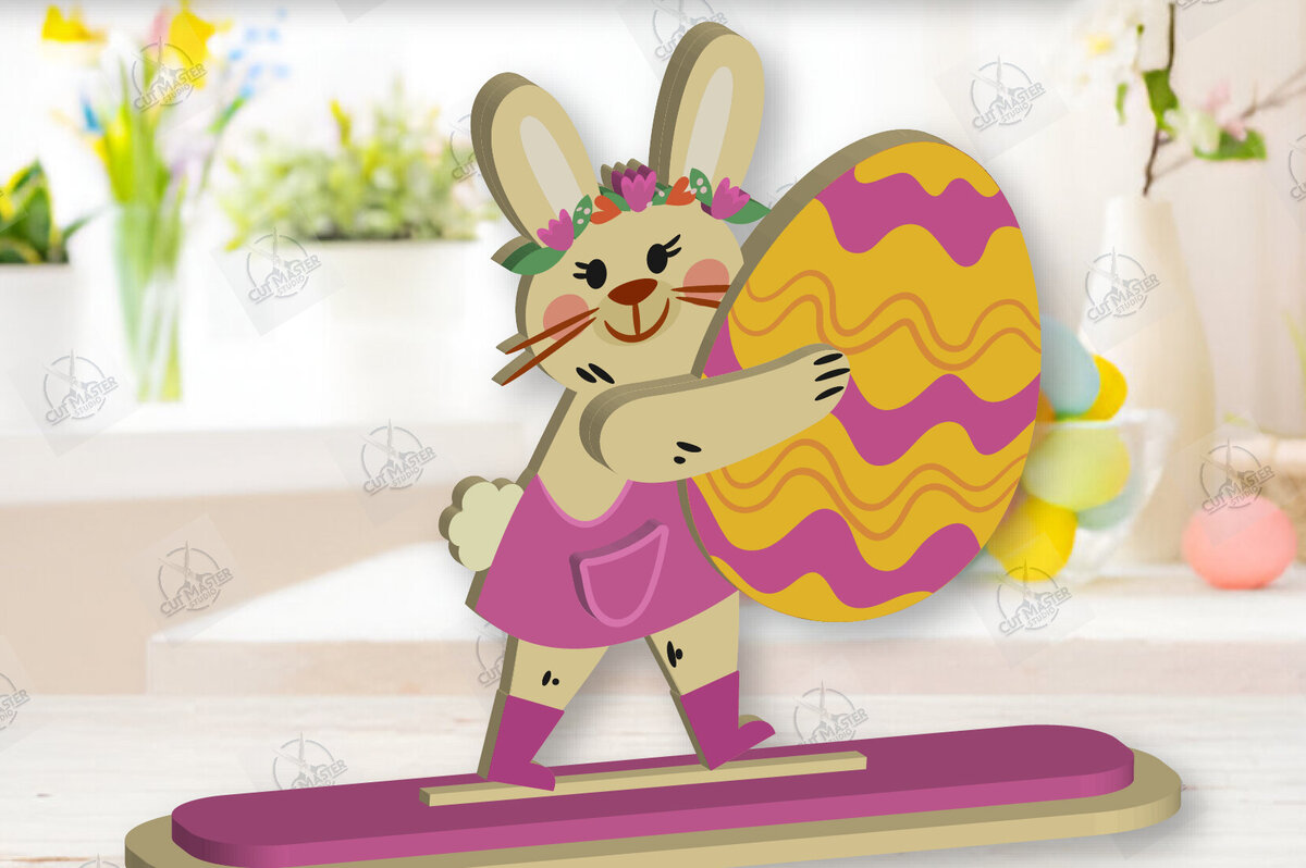 Intra απο ξύλο plywood  Χρώμα wenge 3mm-4mm πάχος - Gnome Bunny Πασχαλινό Δίασταση 15x15 cm INTRAFABR-95593517