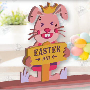 Intra απο ξύλο plywood  Χρώμα wenge 3mm-4mm πάχος - Gnome Bunny Πασχαλινό Δίασταση 15x15 cm INTRAFABR-95593673 - Image 1