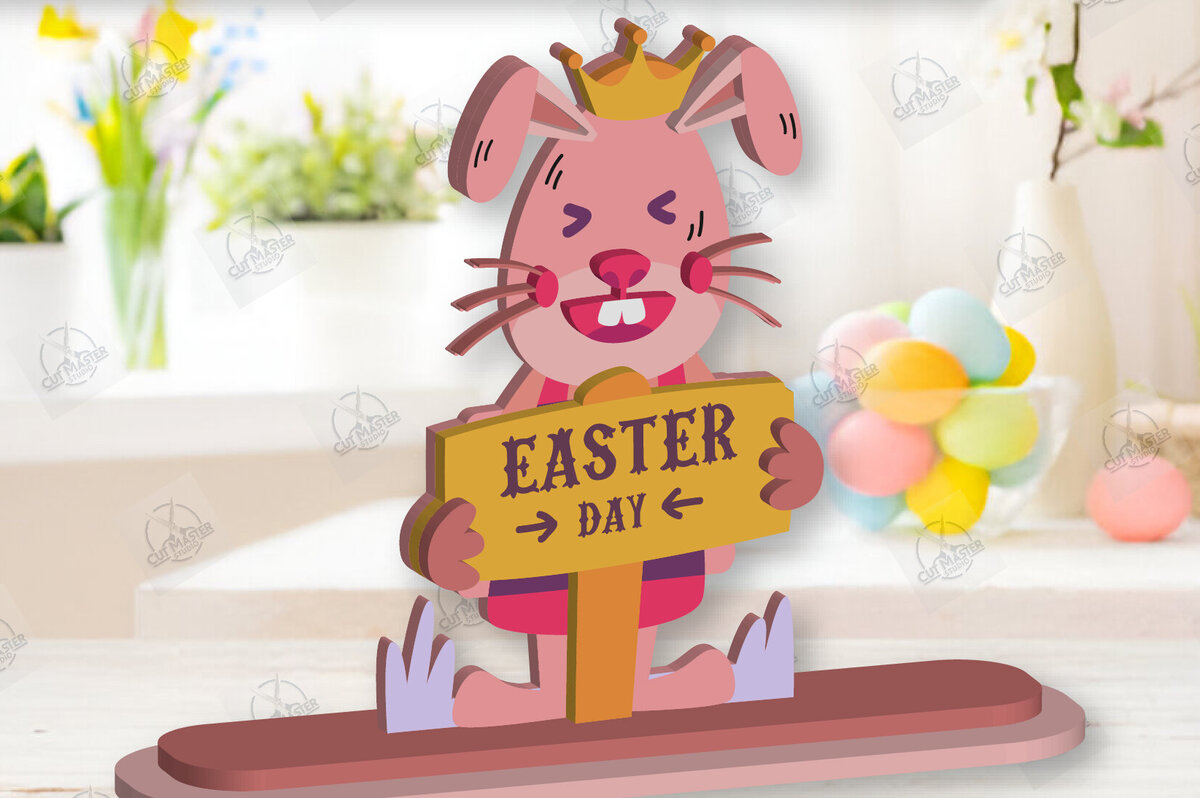 Intra απο ξύλο plywood  Χρώμα wenge 3mm-4mm πάχος - Gnome Bunny Πασχαλινό Δίασταση 15x15 cm INTRAFABR-95593673