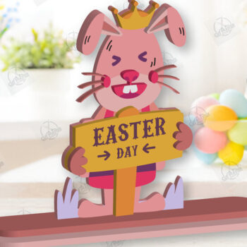 Intra απο ξύλο plywood  Χρώμα wenge 3mm-4mm πάχος - Gnome Bunny Πασχαλινό Δίασταση 15x15 cm INTRAFABR-95593673 - Image 2