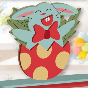 Intra απο ξύλο plywood  Χρώμα wenge 3mm-4mm πάχος - Gnome Bunny Πασχαλινό Δίασταση 15x15 cm INTRAFABR-95593718 - Image 1