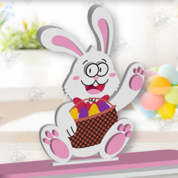 Intra απο ξύλο plywood  Χρώμα wenge 3mm-4mm πάχος - Gnome Bunny Πασχαλινό Δίασταση 15x15 cm INTRAFABR-95593805 - Image 1