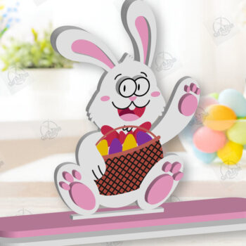 Intra απο ξύλο plywood  Χρώμα wenge 3mm-4mm πάχος - Gnome Bunny Πασχαλινό Δίασταση 15x15 cm INTRAFABR-95593805 - Image 2