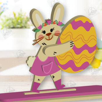 Intra απο ξύλο plywood Χρώμα wenge 3mm-4mm πάχος - Πακέτο με κομμένο λέιζερ Gnome Bunny Πασχαλινό Δίασταση 15x15 cm INTRAFABR-34804119 - Image 7