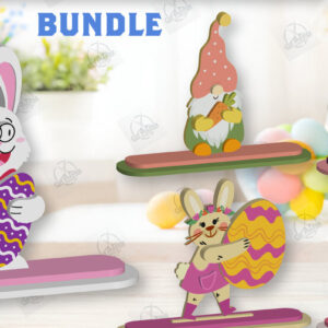 Intra απο ξύλο plywood  Χρώμα wenge 3mm-4mm πάχος - Πακέτο με κομμένο λέιζερ Gnome Bunny Πασχαλινό Δίασταση 15x15 cm INTRAFABR-119309873