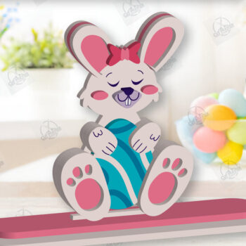 Intra απο ξύλο plywood  Χρώμα wenge 3mm-4mm πάχος - Gnome Bunny Πασχαλινό Δίασταση 15x15 cm INTRAFABR-119309875 - Image 1