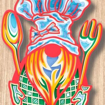 Intra απο ξύλο plywood Χρώμα wenge 3mm-4mm πάχος - Αρχεία λέιζερ πολλαπλών επιπέδων Gnome Chef 3D Δίασταση 4x7 cm INTRAFABR-119309870 - Image 2