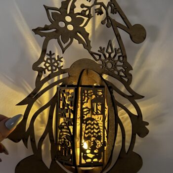 Intra απο ξύλο plywood Χρώμα wenge 3mm-4mm πάχος - Χριστουγεννιάτικη λαμπάδα Gnome Δίασταση 8x12 cm INTRAFABR-119599615 - Image 1