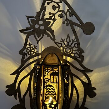 Intra απο ξύλο plywood Χρώμα wenge 3mm-4mm πάχος - Χριστουγεννιάτικη λαμπάδα Gnome Δίασταση 8x12 cm INTRAFABR-119599615 - Image 2