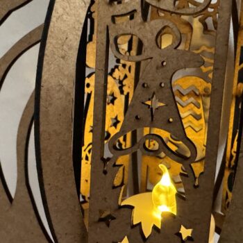 Intra απο ξύλο plywood Χρώμα wenge 3mm-4mm πάχος - Χριστουγεννιάτικη λαμπάδα Gnome Δίασταση 8x12 cm INTRAFABR-119599615 - Image 3