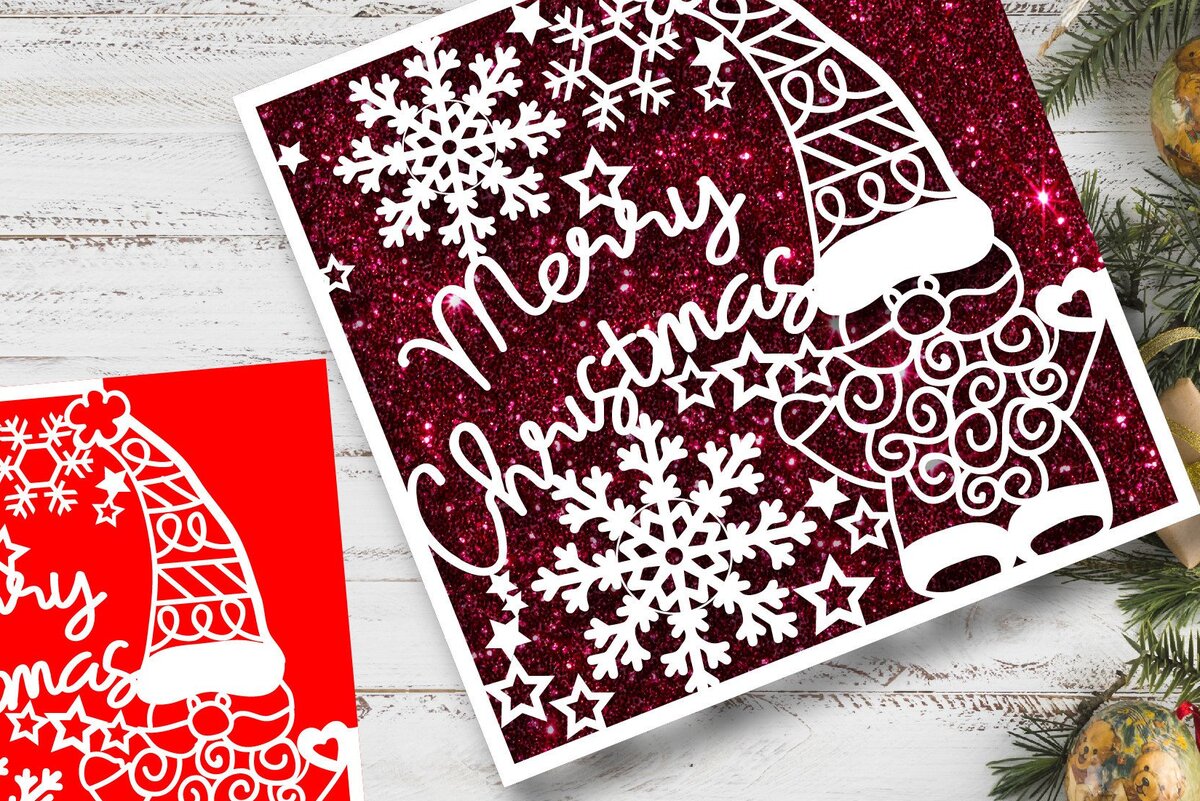 Intra απο ξύλο plywood  Χρώμα wenge 3mm-4mm πάχος - Χριστουγεννιάτικη κάρτα Gnome Δίασταση 15x15 cm INTRAFABR-119599617