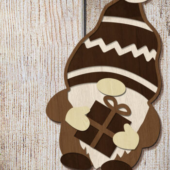 Intra απο ξύλο plywood  Χρώμα wenge 3mm-4mm πάχος - GNOME χριστουγεννιάτικη διακόσμηση, κομμένο πρότυπο Δίασταση 4x4 cm INTRAFABR-119599622 - Image 1