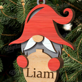 Intra απο ξύλο plywood Χρώμα wenge 3mm-4mm πάχος - Χριστουγεννιάτικο στολίδι Gnome με λέιζερ Δίασταση 6x6 cm INTRAFABR-120417109 - Image 1