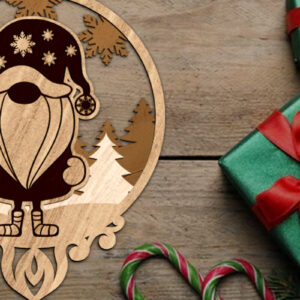 Intra απο ξύλο plywood  Χρώμα wenge 3mm-4mm πάχος - Χριστουγεννιάτικο στολίδι Gnome, πολυστρωματική τέχνη Δίασταση 3x4 cm INTRAFABR-120417113