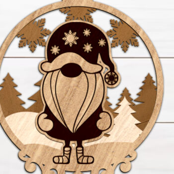 Intra απο ξύλο plywood Χρώμα wenge 3mm-4mm πάχος - Χριστουγεννιάτικο στολίδι Gnome, πολυστρωματική τέχνη Δίασταση 3x4 cm INTRAFABR-120417113 - Image 2