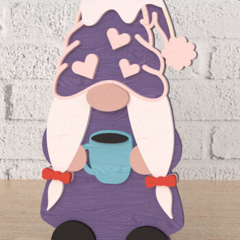 Intra απο ξύλο plywood Χρώμα wenge 3mm-4mm πάχος - Διακόσμηση Gnome Coffee Lover Δίασταση 20x20 cm INTRAFABR-120417115 - Image 1