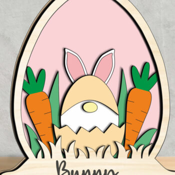 Intra απο ξύλο plywood Χρώμα wenge 3mm-4mm πάχος - Gnome Easter Bunny Egg Globe Home Δίασταση 15x15 cm INTRAFABR-120417107 - Image 3