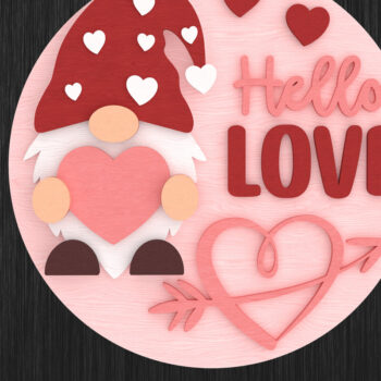 Intra απο ξύλο plywood Χρώμα wenge 3mm-4mm πάχος - Ζώδιο του Αγίου Βαλεντίνου Gnome Hello Love Δίασταση 20x20 cm INTRAFABR-94396899 - Image 1