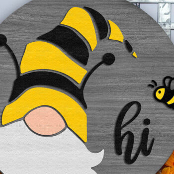 Intra απο ξύλο plywood Χρώμα wenge 3mm-4mm πάχος - Gnome Hi , Summer Door Sign Cut File Δίασταση 4x4 cm INTRAFABR-94396859 - Image 1