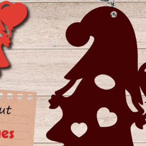 Intra απο ξύλο plywood  Χρώμα wenge 3mm-4mm πάχος - με μπρελόκ Gnome, ημέρα του Αγίου Βαλεντίνου Δίασταση 4x4 cm INTRAFABR-94396875