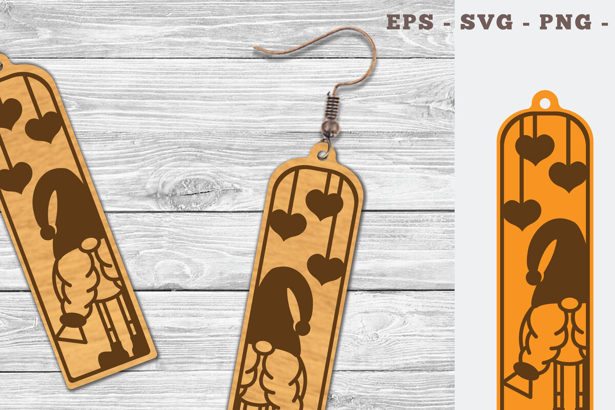 Intra απο ξύλο plywood  Χρώμα wenge 3mm-4mm πάχος - Σκουλαρίκια κομμένα με λέιζερ Gnome 1 Δίασταση 3x3 cm INTRAFABR-94396843