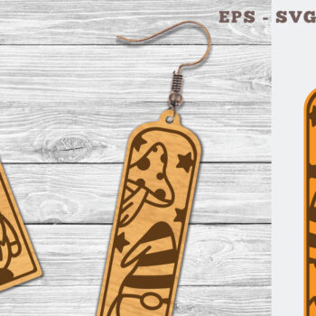 Intra απο ξύλο plywood Χρώμα wenge 3mm-4mm πάχος - Σκουλαρίκια κομμένα με λέιζερ Gnome 3 Δίασταση 3x3 cm INTRAFABR-95105064 - Image 1