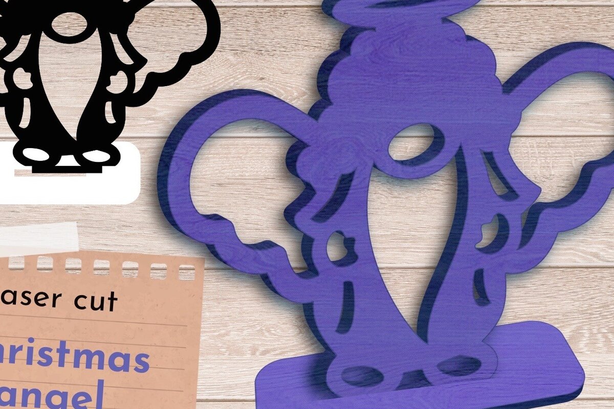 Intra απο ξύλο plywood  Χρώμα wenge 3mm-4mm πάχος - κοπής με λέιζερ Gnome, Christmas Angel Δίασταση 15x15 cm INTRAFABR-95105164