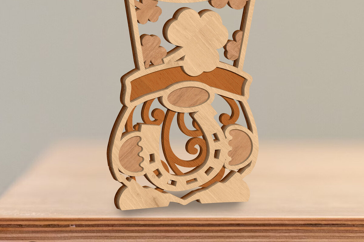 Intra απο ξύλο plywood  Χρώμα wenge 3mm-4mm πάχος - Πρότυπο πολλαπλών επιπέδων Gnome, Διακόσμηση σπιτιού Δίασταση 34x7 cm INTRAFABR-96130540