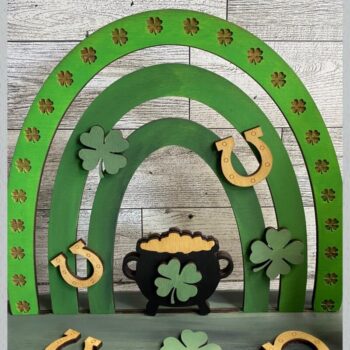 Intra απο ξύλο plywood  Χρώμα wenge 3mm-4mm πάχος - Gnome St Patricks Day Shelf Sitter Laser Δίασταση 20x20 cm INTRAFABR-119472396 - Image 3
