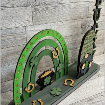 Intra απο ξύλο plywood  Χρώμα wenge 3mm-4mm πάχος - Gnome St Patricks Day Shelf Sitter Laser Δίασταση 20x20 cm INTRAFABR-119472396 - Image 5