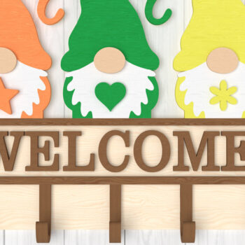 Intra απο ξύλο plywood  Χρώμα wenge 3mm-4mm πάχος - Μπρελόκ καλωσορίσματος Gnome House Δίασταση 4x4 cm INTRAFABR-118746101 - Image 1