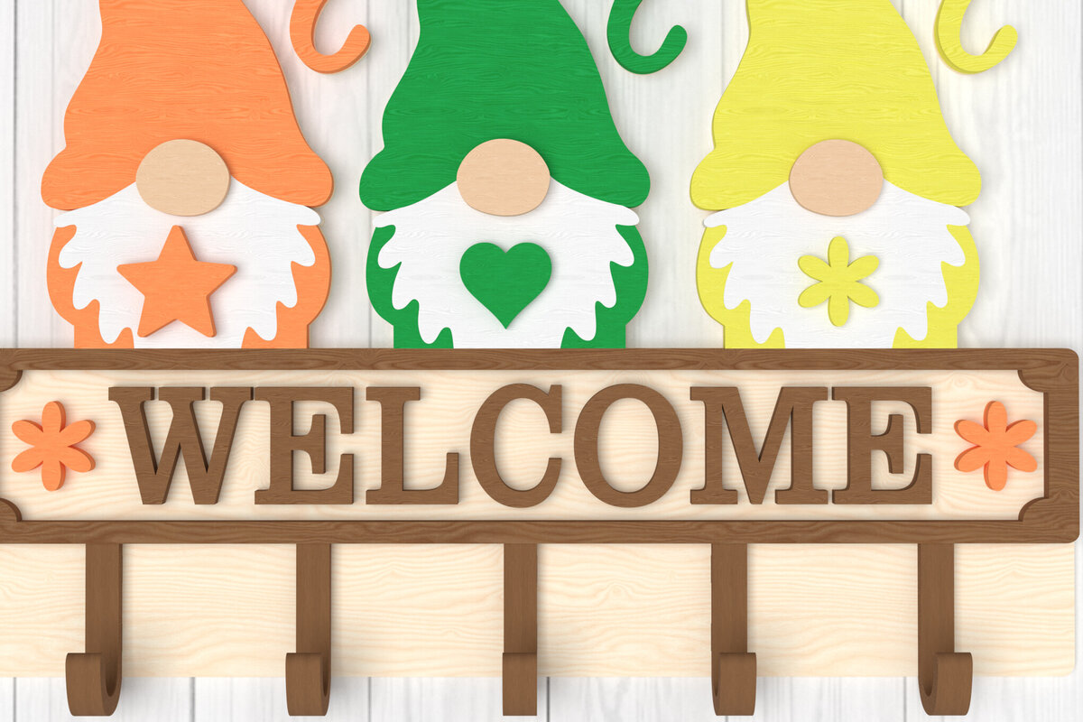 Intra απο ξύλο plywood  Χρώμα wenge 3mm-4mm πάχος - Μπρελόκ καλωσορίσματος Gnome House Δίασταση 4x4 cm INTRAFABR-118746101