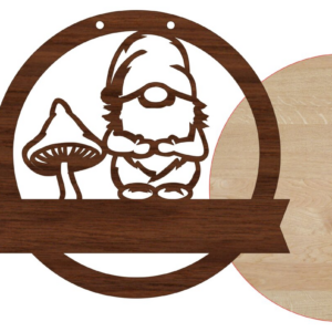 Intra απο ξύλο plywood  Χρώμα wenge 3mm-4mm πάχος - Σημάδι καλωσορίσματος Gnome και κενό Δίασταση 20x20 cm INTRAFABR-118746103