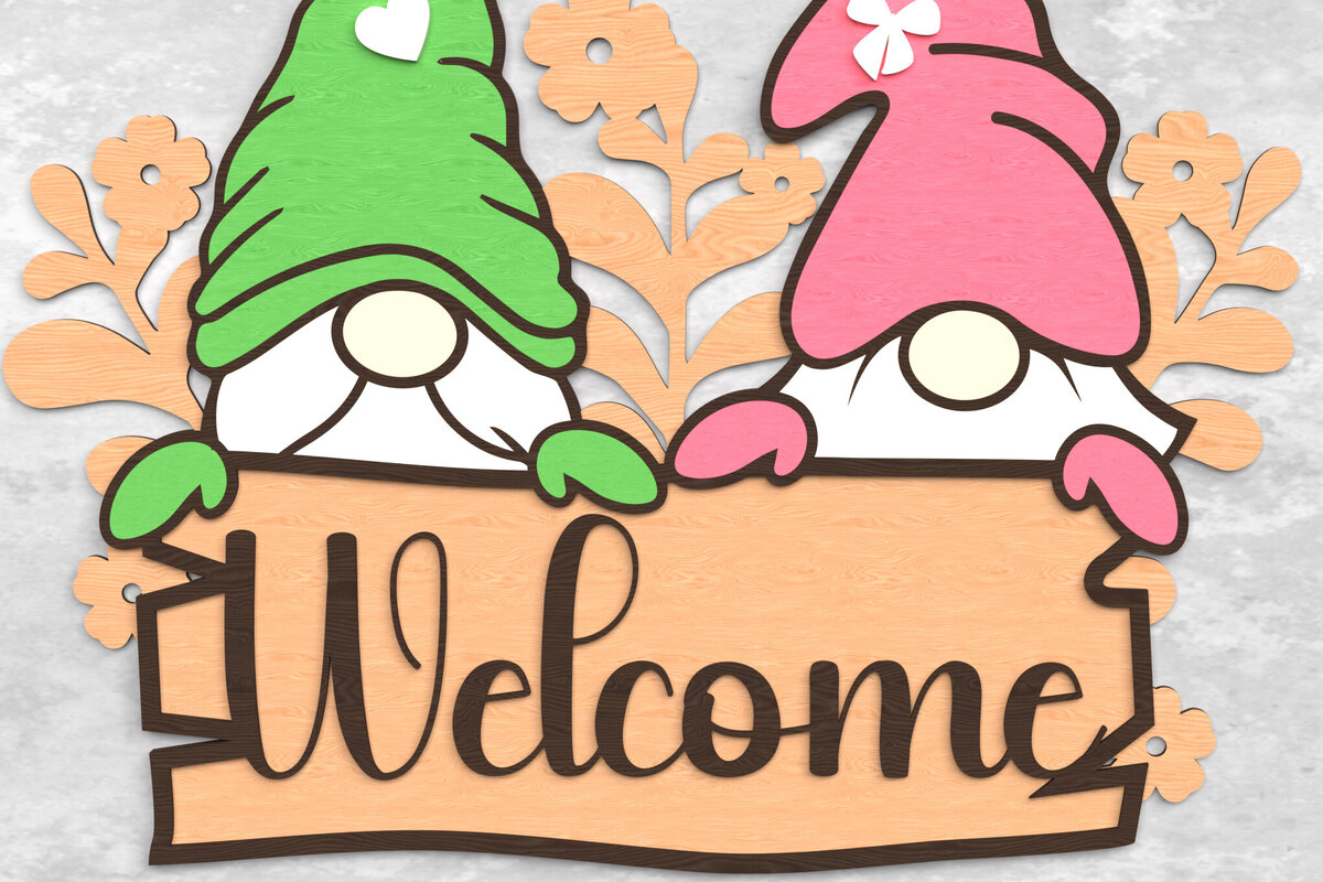 Intra απο ξύλο plywood  Χρώμα wenge 3mm-4mm πάχος - Gnome Welcome Sign - Layered Δίασταση 30x20 cm INTRAFABR-118476154