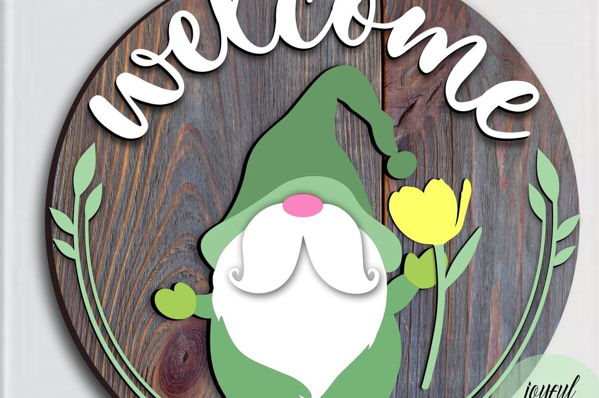 Intra απο ξύλο plywood  Χρώμα wenge 3mm-4mm πάχος - Sign καλωσορίσματος Gnome Δίασταση 20x20 cm INTRAFABR-119472450