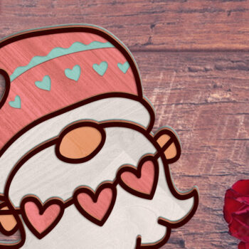 Intra απο ξύλο plywood Χρώμα wenge 3mm-4mm πάχος - Διακοσμητικό πρότυπο Gnome με καρδιές Δίασταση 7x6 cm INTRAFABR-119137412 - Image 2