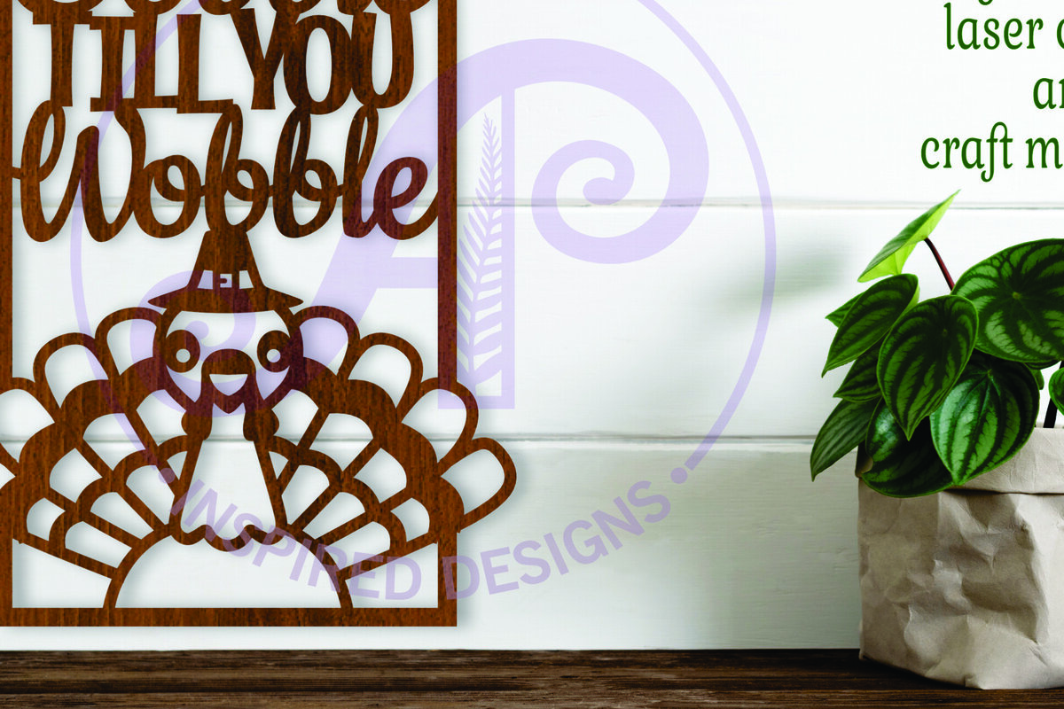 Intra απο ξύλο plywood  Χρώμα wenge 3mm-4mm πάχος - Gobble Till You Wobble Τοίχος της Ημέρας των Ευχαριστιών Δίασταση 15x15 cm INTRAFABR-120084518