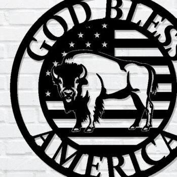 Intra απο ξύλο plywood  Χρώμα wenge 3mm-4mm πάχος - God Bless America, Bison Metal Sign Δίασταση 30x40 cm INTRAFABR-118146162 - Image 1