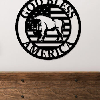 Intra απο ξύλο plywood  Χρώμα wenge 3mm-4mm πάχος - God Bless America, Bison Metal Sign Δίασταση 30x40 cm INTRAFABR-118146162 - Image 2