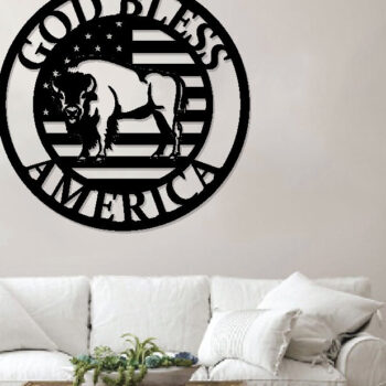 Intra απο ξύλο plywood  Χρώμα wenge 3mm-4mm πάχος - God Bless America, Bison Metal Sign Δίασταση 30x40 cm INTRAFABR-118146162 - Image 3