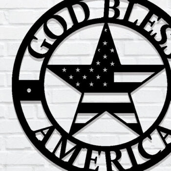 Intra απο ξύλο plywood  Χρώμα wenge 3mm-4mm πάχος - God Bless America, Patriotic Metal Sign Δίασταση 30x40 cm INTRAFABR-93721008 - Image 1